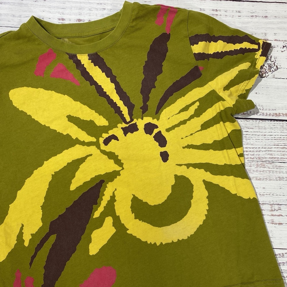 Alina Assi T-Shirt Womens Medium Green Yellow Abstract Graphic Short Sleeve Tee - Picture 2 of 7
